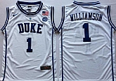 Duke Blue Devils 1 Zion Williamson White Nike College Basketball Jersey,baseball caps,new era cap wholesale,wholesale hats